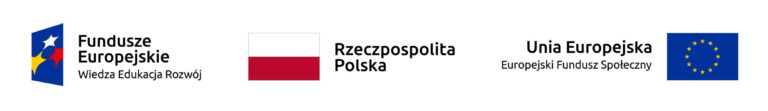 Logotypy FE Wiedza Edukacja Rozwój, Flaga Rzeczpospolita Polska, UE Europejski Fundusz Społeczny