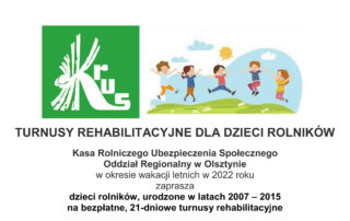 plakat informacyjny o turnusach rehabilitacyjnych