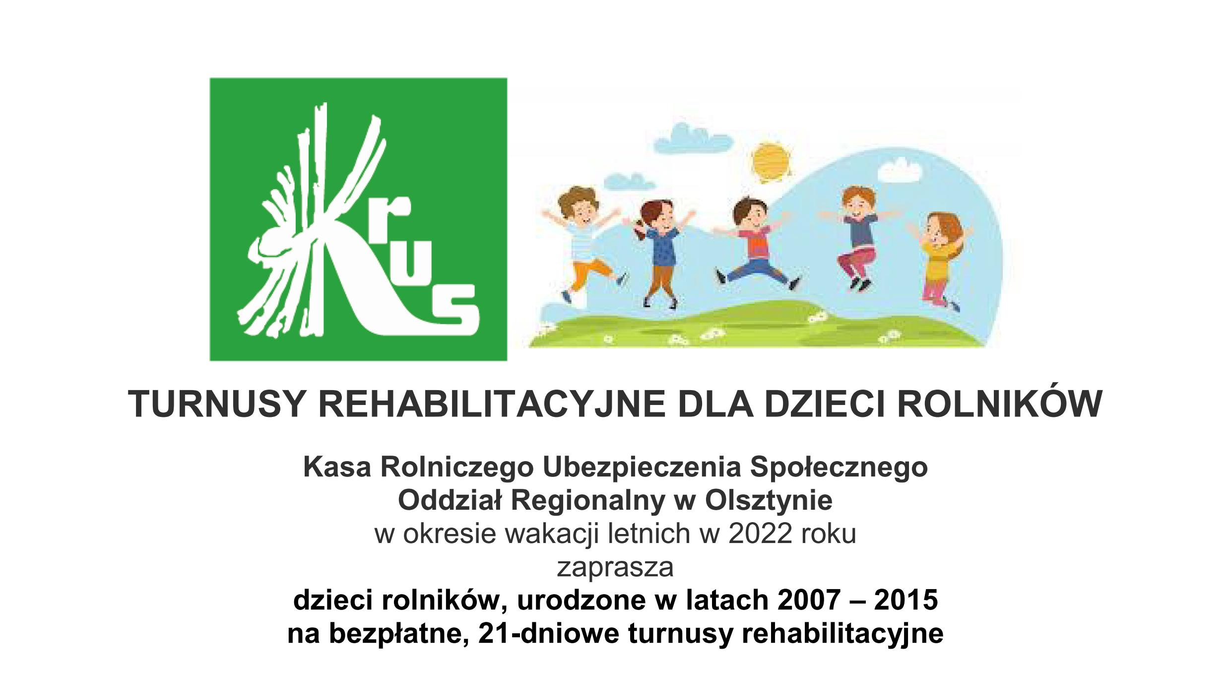 plakat informacyjny o turnusach rehabilitacyjnych