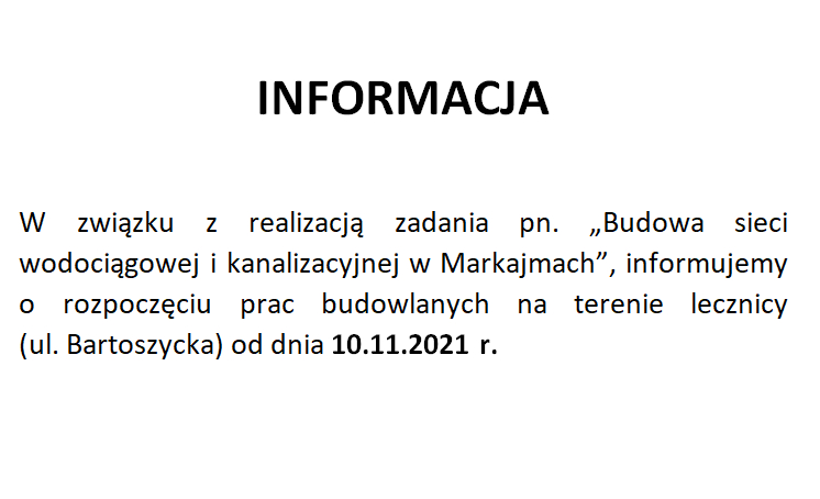 informacja o budowie wodociągu